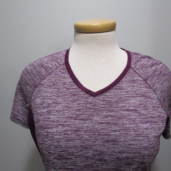 Danskin Now Vneck  Purple Semi Fitted Athletic Tee - Picture 2 of 5